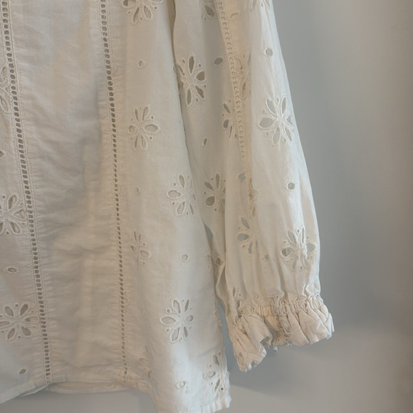 J.Crew ruffle neck long Sleeve eyelet top - white - Picture 9 of 9